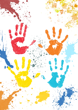 Colorful Handprints and Splatters