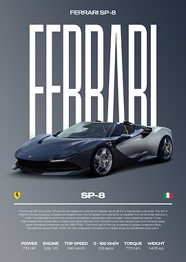 Ferrari SP-8 Car Poster
