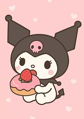 Kuromi Holding a Strawberry Donut