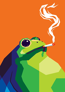 Frog Smoking a Cigarette
