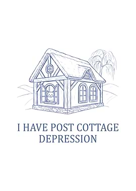 Post Cottage Depression Cat Illustration