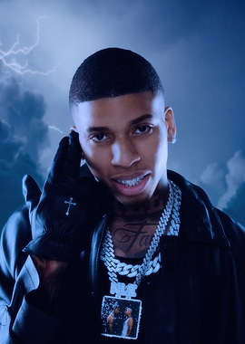 Rapper NLE Choppa in Dramatic Lighting