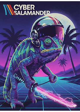 Cyber Salamander with Neon Katana