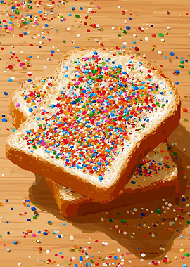 Fairy Bread Slices on Wooden Table