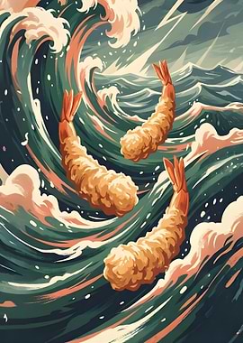 Tempura Shrimp in Crashing Waves