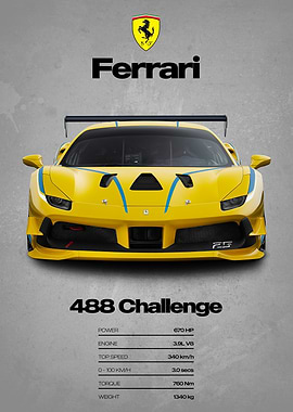 Ferrari 488 Challenge Poster