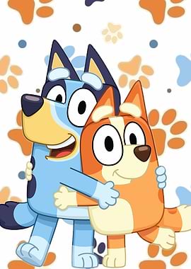 Bluey and Bingo Hugging