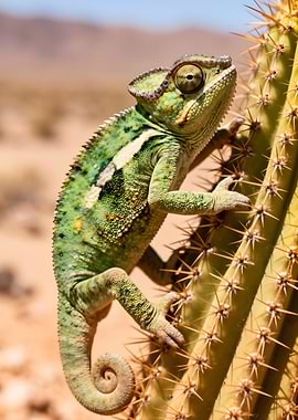 Chameleon on a Cactus
