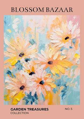 Blossom Bazaar Garden Treasures | Golden Daisies Watercolor Floral Poster