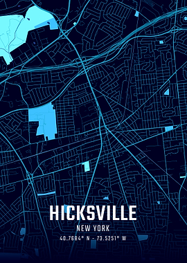 Hicksville New York Midnight City Map
