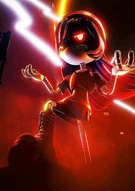 Evil Robot with Glowing Eyes