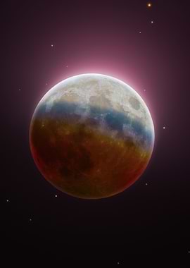 Colorful Moon in Space