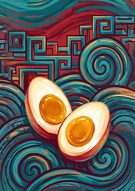 Abstract Ramen Egg Art