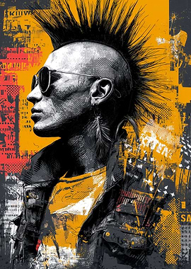 Punk Rocker with Mohawk and Sunglasses