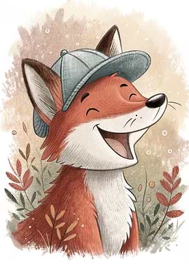 Happy Fox Wearing a Hat