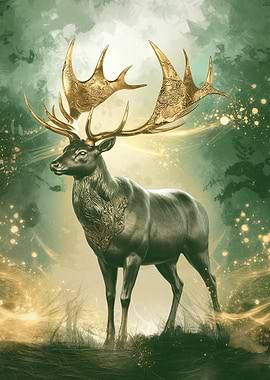 Majestic Mountain Stag with Golden Antlers