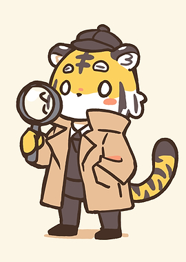 Detective Tiger with Magnifying Glass