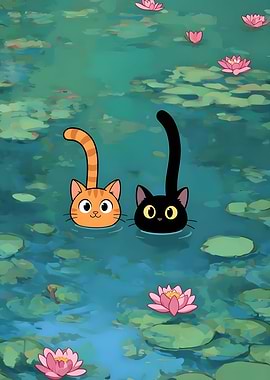 The cats in a pond