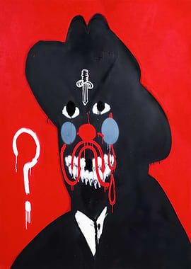 Abstract Clown Portrait with Sword