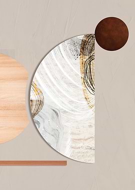 Abstract Geometric Art with Wood and Earth Tones