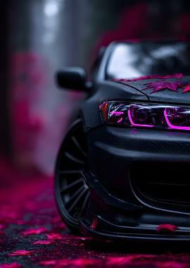 Dark Car with Pink Accents