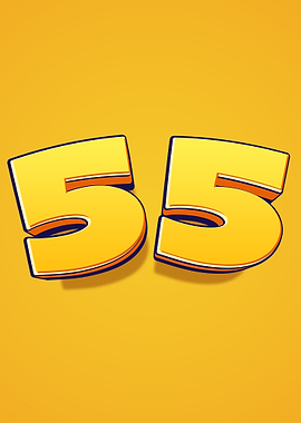 Number 55 in 3D Yellow