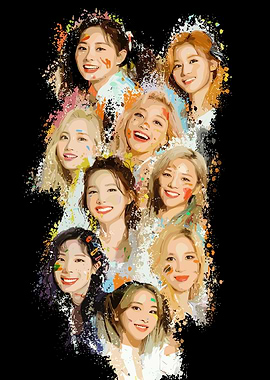 TWICE K-Pop Group Paint Splatter Art