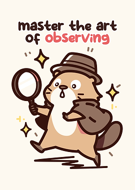 Cute Otter Detective with Magnifying Glass