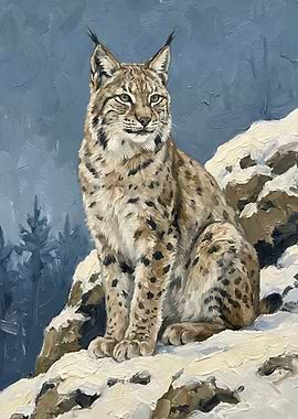 Lynx in a Snowy Landscape