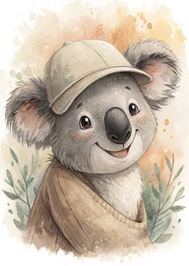 Cute Koala Wearing a Hat