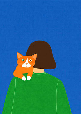 Person with Cat on Shoulder