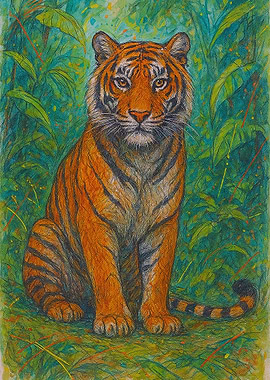 Tiger in Lush Greenery