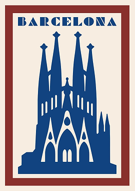 Barcelona Sagrada Familia Vintage Poster