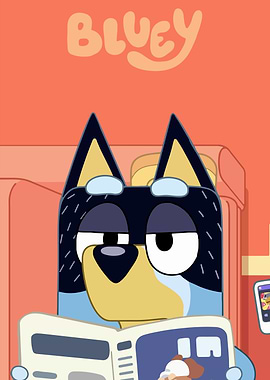 Bluey Reading a Newspaper