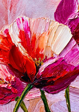 Vibrant Impasto Floral Oil Painting