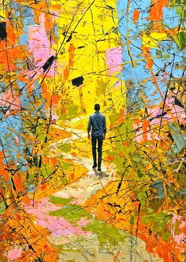 Abstract Journey Vibrant Textured Path