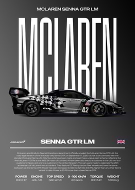McLaren Senna GTR LM Car Poster