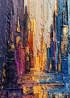 Abstract Cityscape Textured Oil Painting