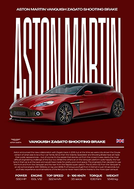 Aston Martin Vanquish Zagato Shooting Brake Car Poster