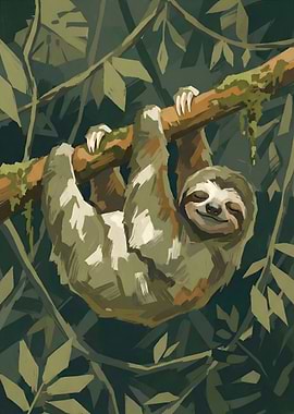 Sloth hanging on a branch
