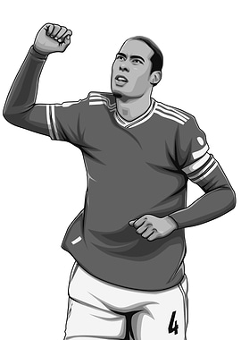 Virgil van Dijk Black and White Version