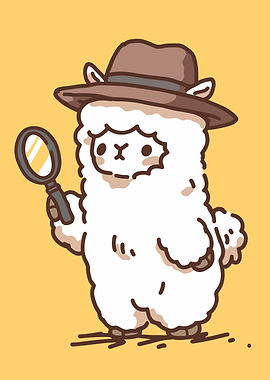 Detective Alpaca with Magnifying Glass