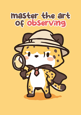 Cute Cheetah Detective with Magnifying Glass
