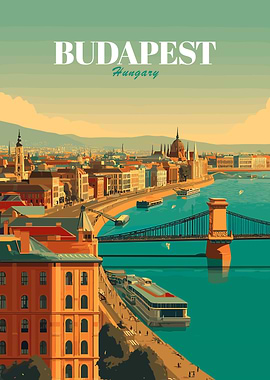 Budapest Hungary Cityscape Poster