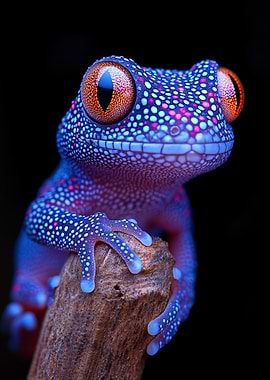 Vibrant Blue and Pink Spotted Gecko