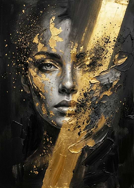 Abstract Portrait with Gold and Black