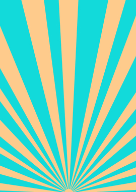 Cyan and Peach Sunburst Pattern