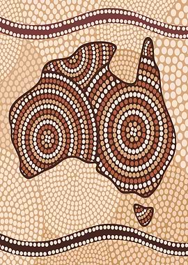Australian Aboriginal Dot Painting Map