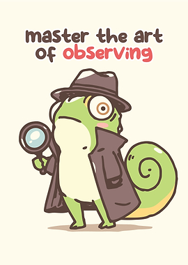 Cute Chameleon Detective with Magnifying Glass