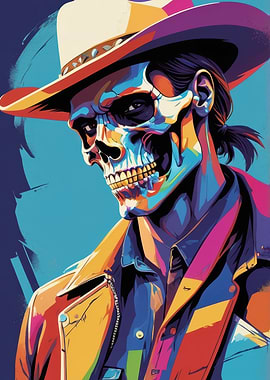 Skeleton Cowboy in Pop Art Style